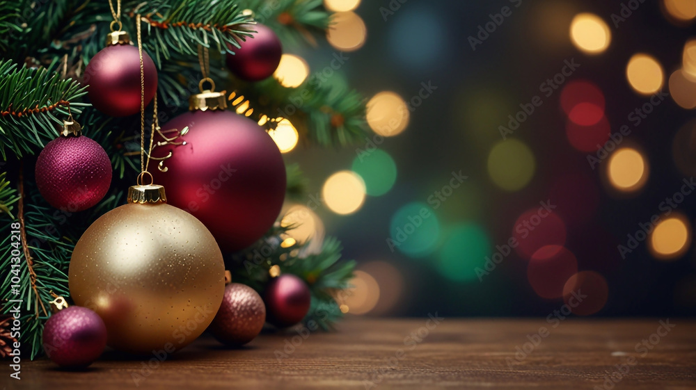 elegant christmas border shimmering ornaments delicate pine branches soft bokeh lights rich jewel tones elegant christmas border shimmering ornaments delicate pine branches soft bokeh lights rich jewel tones