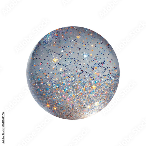 An elegant sphere design with shimmering silver glitter, exuding sophistication.
