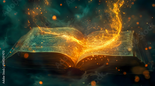 Enchanted Book with Magical Glow and Sparks