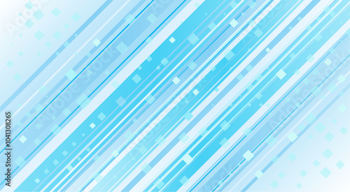 青色の斜めの線と四角形で組み合わせた幾何学的な背景素材