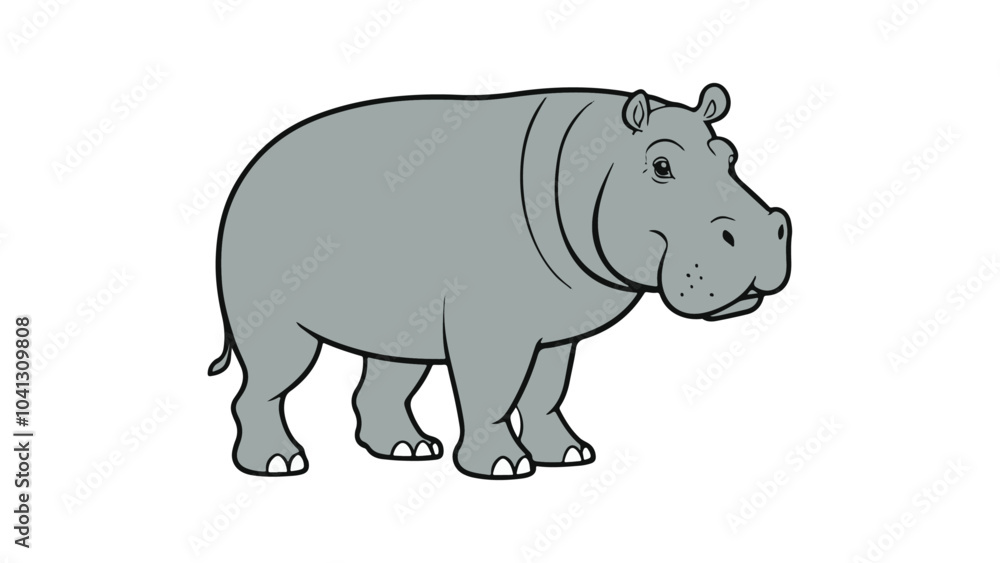 Obraz premium hippo cartoon vector illustration