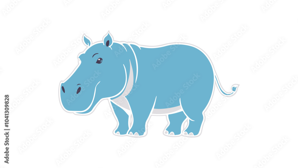 Obraz premium cute blue hippo/hippopotamus vector shape illustration