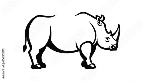 rhino simple vector outline illustration