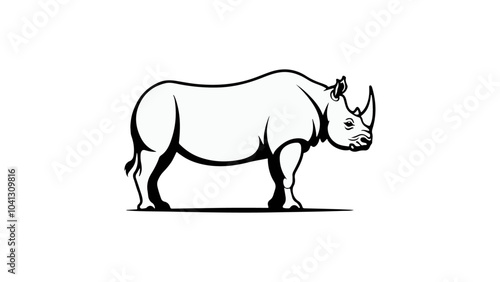 simple rhino outline vector illustration