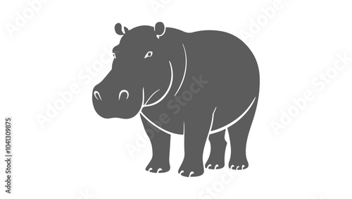 hippo vector illustration, simple shape of a hippo in vector