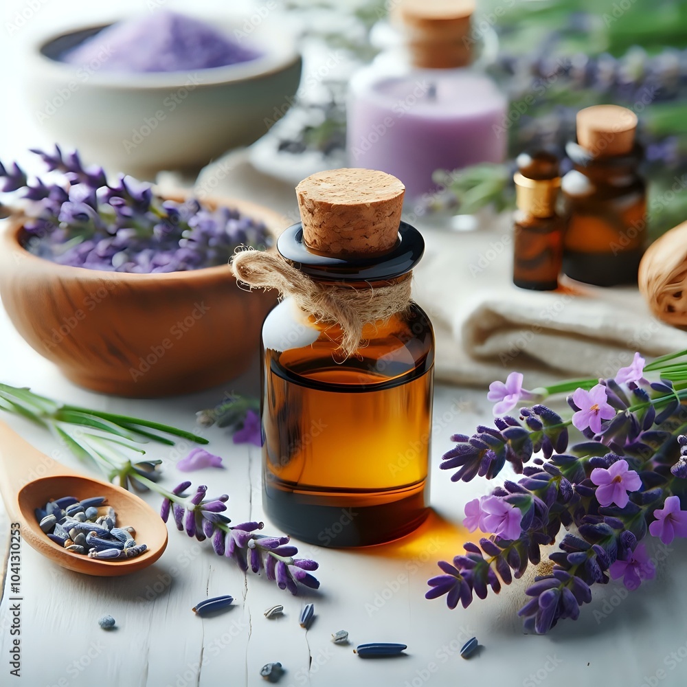 Aromatherapy Essentials with Lavender Blossoms
Aromatherapy Essentials with Lavender Blossoms
