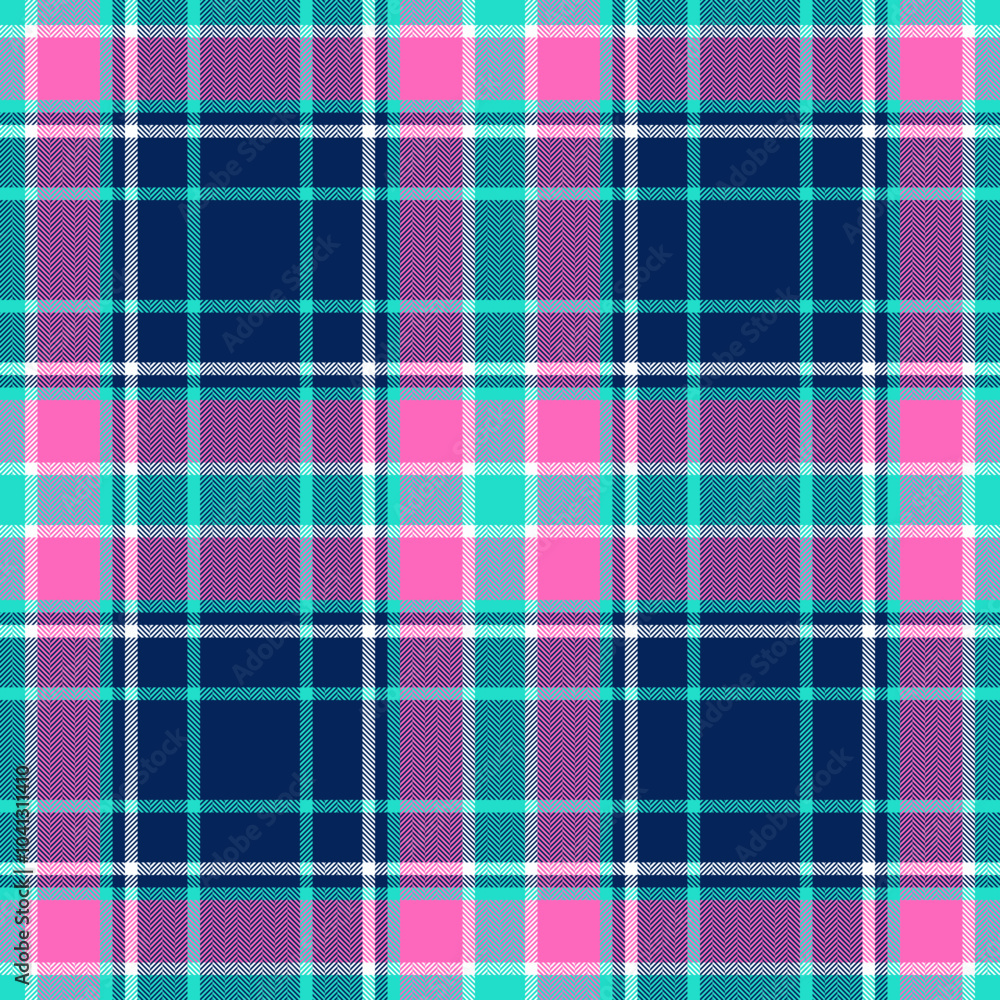Fototapeta premium Plaid seamless pattern in blue. Check fabric texture. Vector textile print.