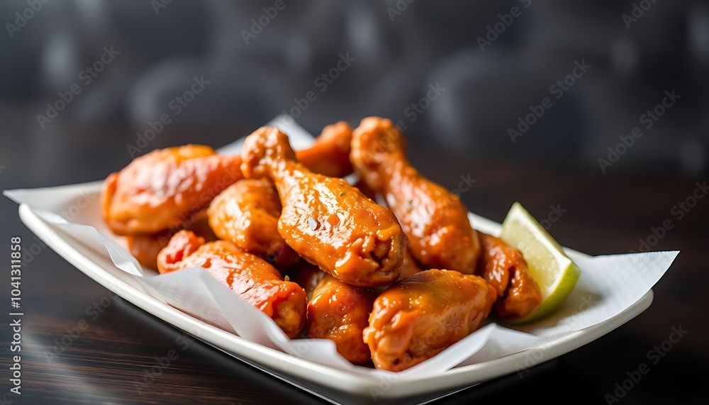Crispy Chicken Wings with Lime Wedge, Crispy Chicken Wings with Lime Wedge,