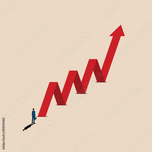 Businessman look to the top of the graph