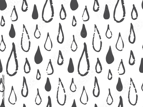 Doodle chalk water drops seamless pattern. Hand drawn crayon sketch vector illustration of droplets or tears. Vector background for print, apparel, textile