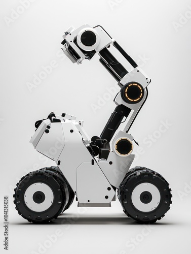 Compact robot with wheels and articulated arms