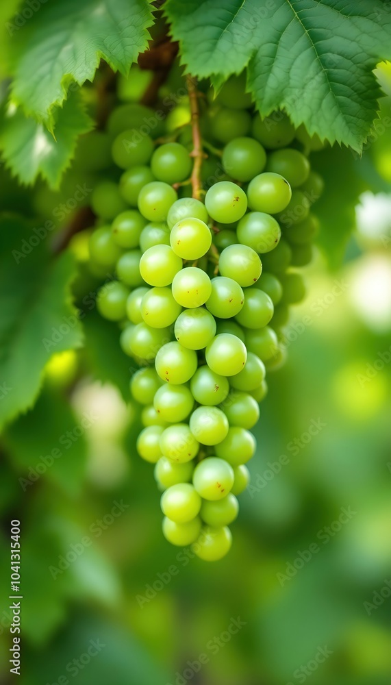 Cluster of Green Grapes Growing on a Vine Cluster of Green Grapes Growing on a Vine
