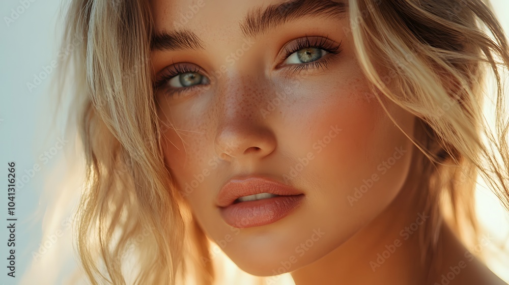 Healthy skin woman blonde white skin makeup beauty female model closeup. Healthy skin woman blonde white skin makeup beauty female model closeup.
