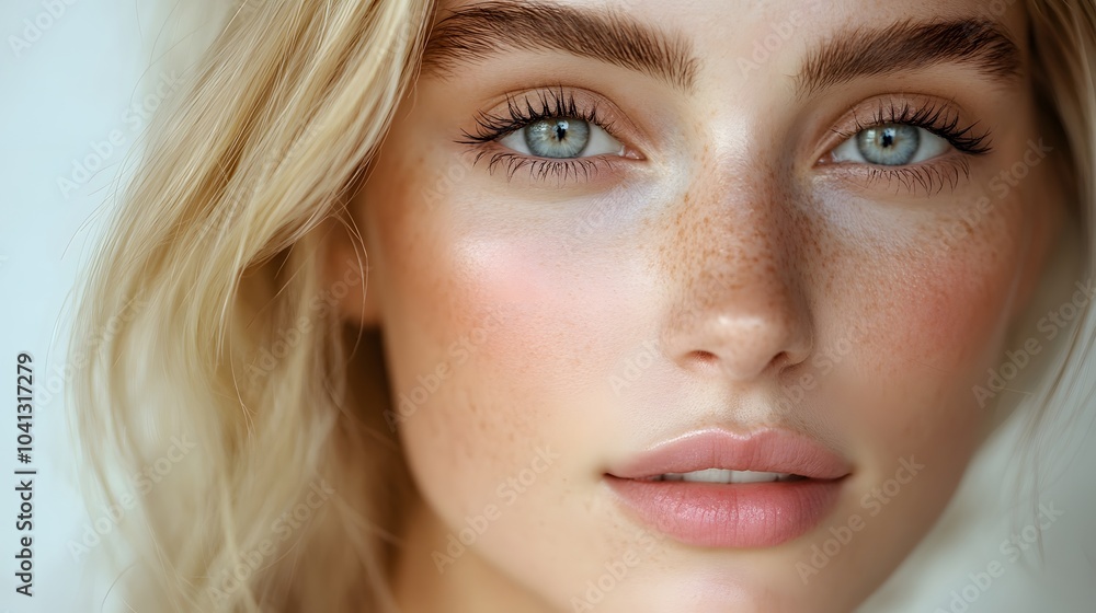 Healthy skin woman blonde white skin makeup beauty female model closeup. Healthy skin woman blonde white skin makeup beauty female model closeup.