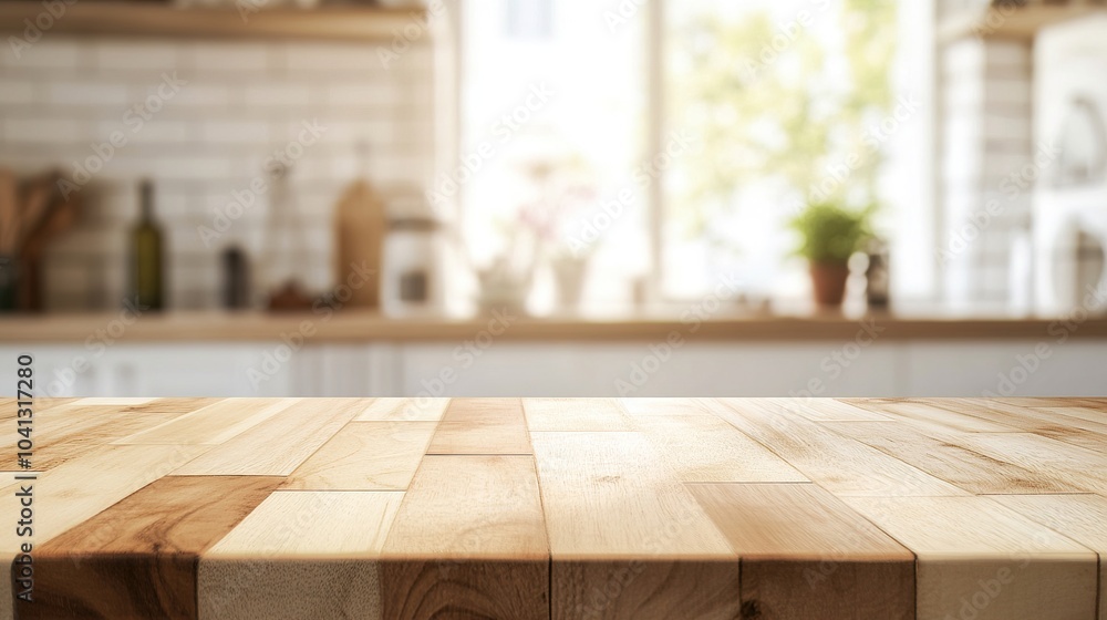Wooden Kitchen Counter with Natural Light Wooden Kitchen Counter with Natural Light