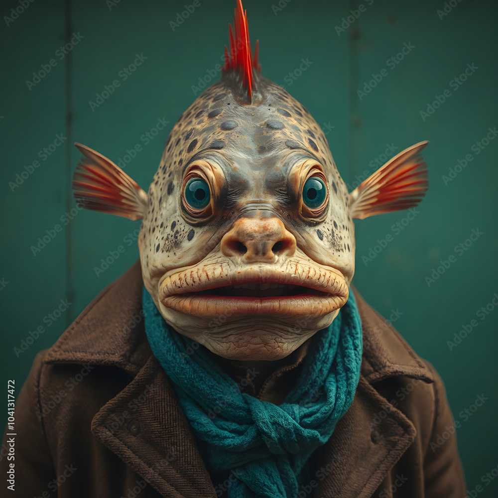 Obraz premium close up of a man with fish head