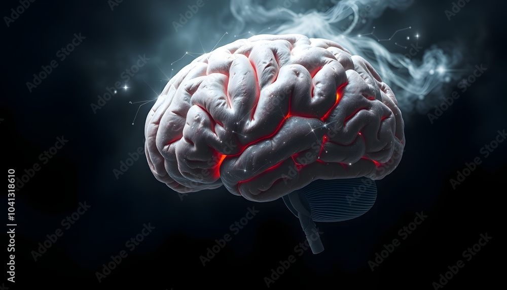 Human mind isolated with white highlights, png Human mind isolated with white highlights, png