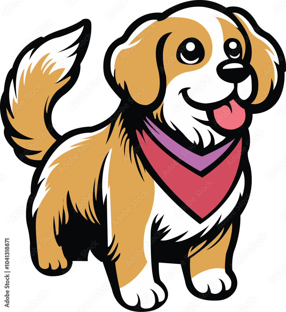 Cute Dog with Bandana Vector Illustration Cute Dog with Bandana Vector Illustration
