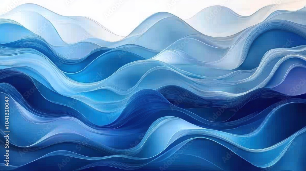 Fototapeta premium Blue waves pattern. water flow abstract seamless background