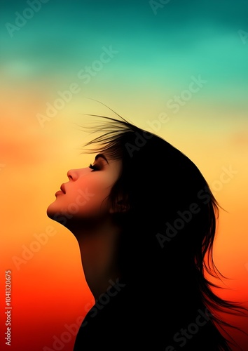 Wallpaper Mural Captivating silhouette of a gender fluid figure backlit against an ethereal sunset sky hints of bare skin and tantalizing curves soft focus photography Torontodigital.ca