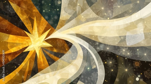 Geometric abstract christmas star illustration in warm tones for holiday design