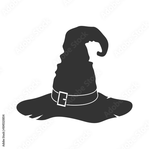 Witch hat graphic icon. Black hat sign isolated on white background. Vector illustration