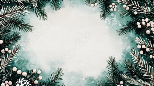 Wallpaper Mural Delicate watercolor holiday wreath featuring pale snowflakes and pine needles, perfect for winter celebrations. Torontodigital.ca