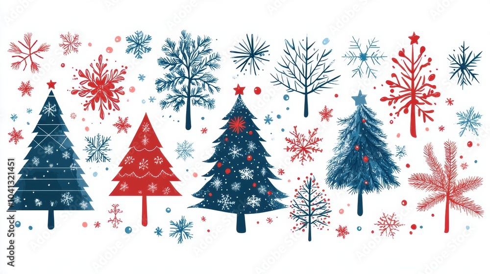 Obraz premium christmas tree set on white background