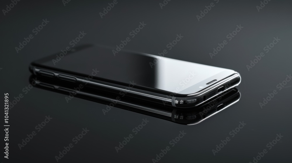 Sleek Modern Smartphone on Reflective Surface Sleek Modern Smartphone on Reflective Surface