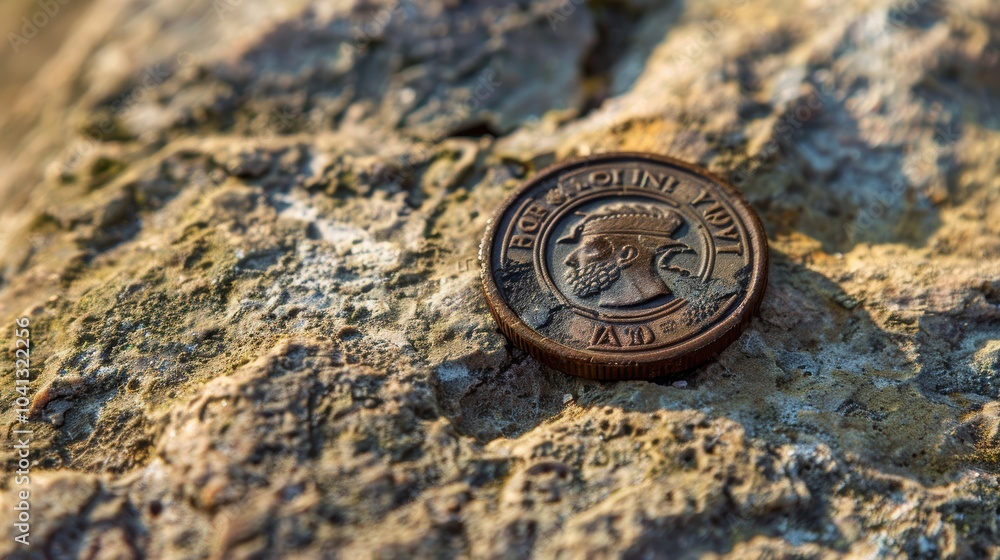 Weathered Roman Coin with Intricate Carvings