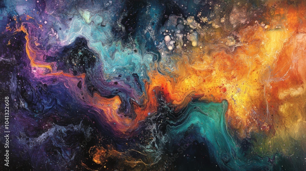 Obraz premium Vibrant Waves in Cosmic Landscape Artwork