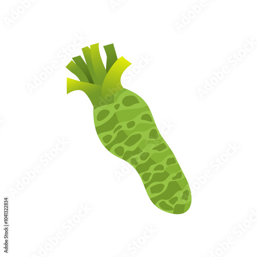 Wasabi plant vector, wasabi plant enhances food flavor.