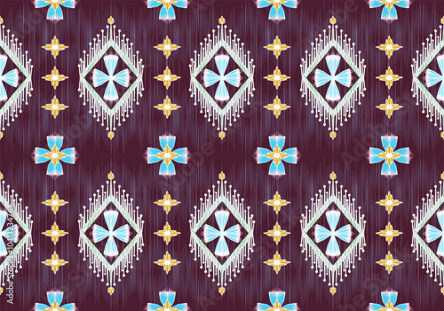 seamless Ikat flora pattern design for fabric curtain wallpaper mattresses carpet floor bed sheet bolster pillow blanket ceramic tile background wrapping ornament
