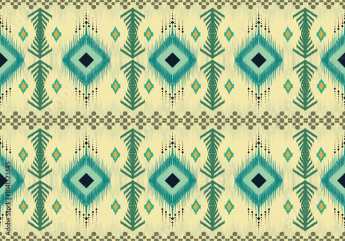 seamless Ikat flora pattern design for fabric curtain wallpaper mattresses carpet floor bed sheet bolster pillow blanket ceramic tile background wrapping ornament
