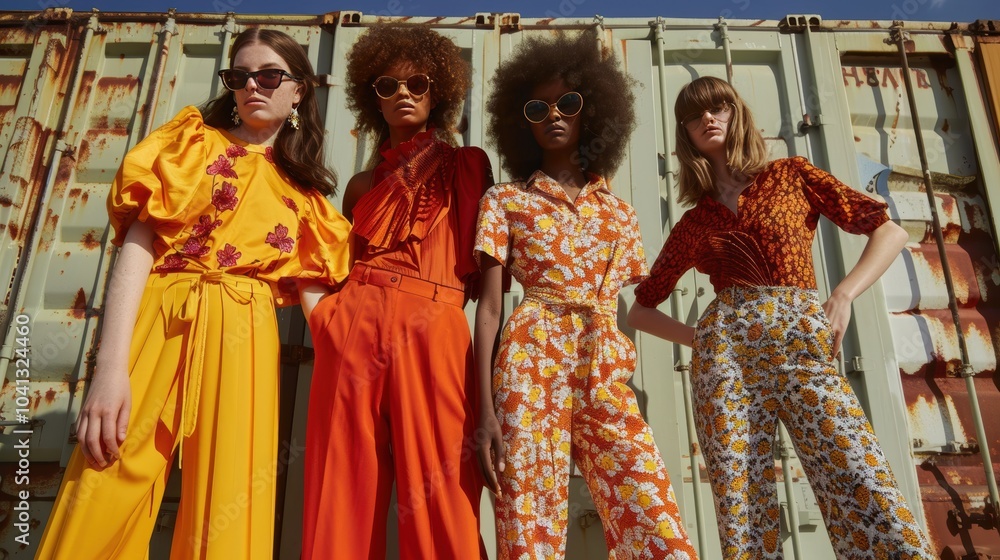 Fototapeta premium Retro 70s Inspired Fashion with Bold Patterns