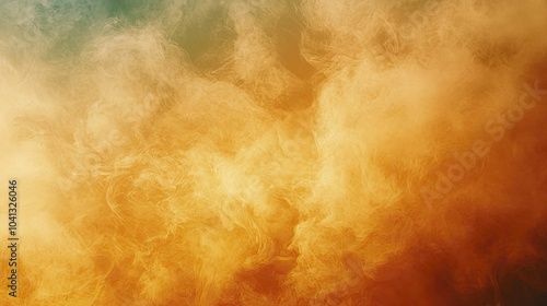 Smoke texture drifting softly through the sky, golden sunset hues, and a soothing breeze.