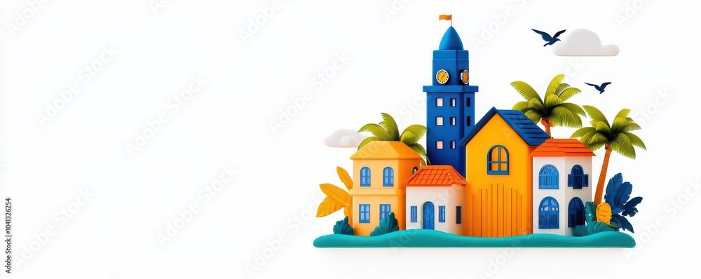 Fototapeta premium Life insurance portfolio in flat design, side view, asset theme, 3D render, Complementary Color Scheme