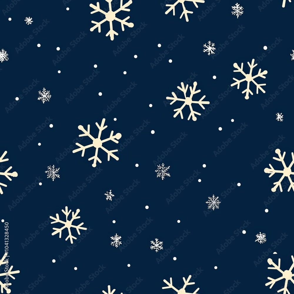 seamless pattern of festive snowflakes scattered across a deep blue background seamless pattern of festive snowflakes scattered across a deep blue background