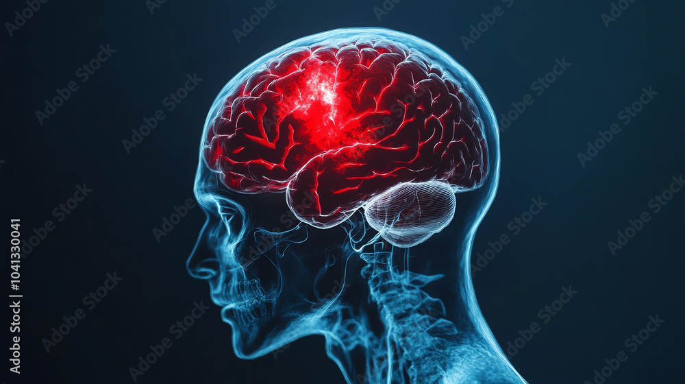 An illuminated illustration of a human brain showing neural activity, side profile view, emphasizing scientific exploration of cognitive functions. An illuminated illustration of a human brain showing neural activity, side profile view, emphasizing scientific exploration of cognitive functions.