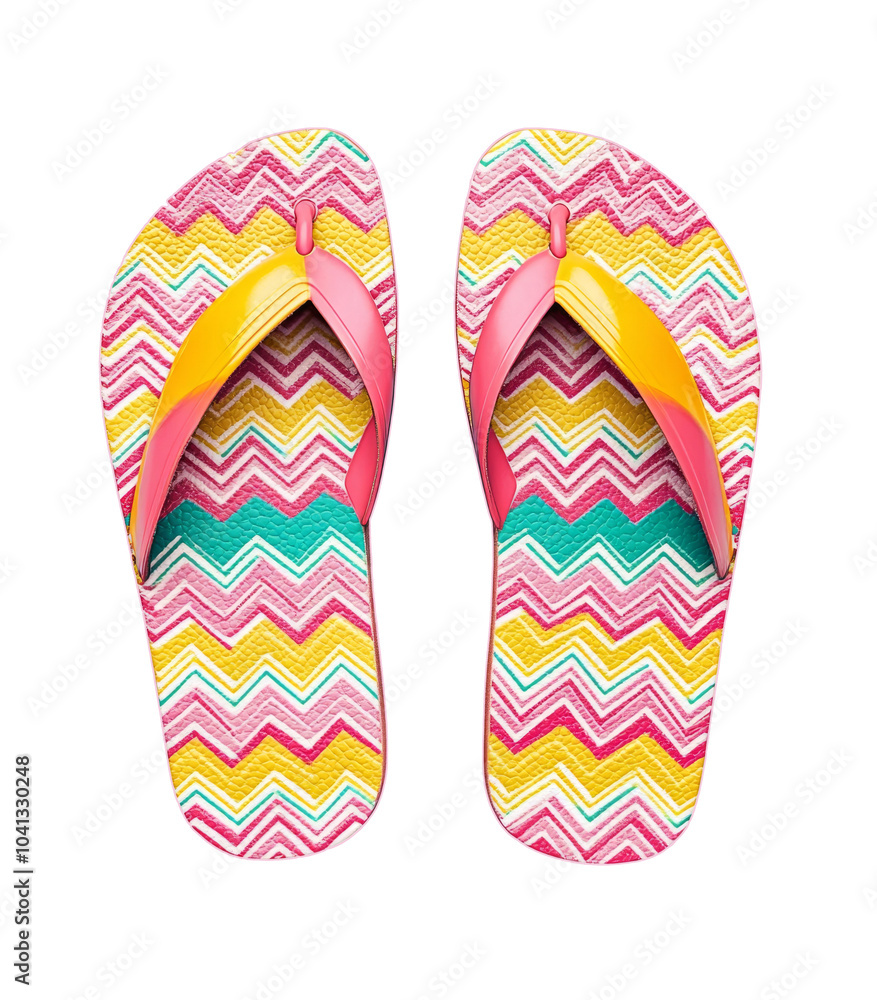 Colorful flip flops isolated on transparent. Summer vacation beach footwear; PNG Colorful flip flops isolated on transparent. Summer vacation beach footwear; PNG
