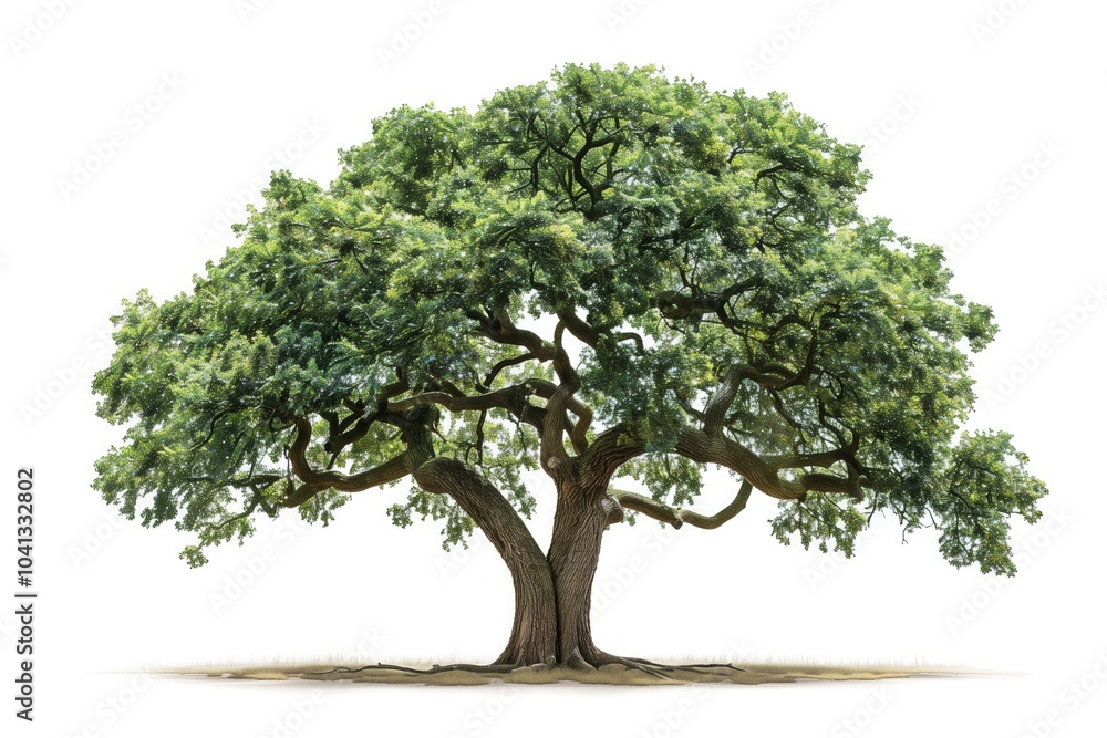 Oak tree isolated on white background.