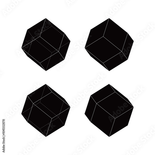 Vector geometric outline illustration of Rhombic Dodecahedron
