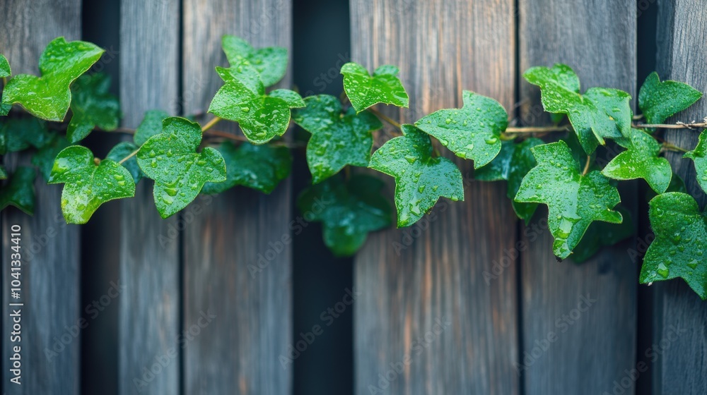 Ivy Tendrils Winding Around Wooden Fence Ivy Tendrils Winding Around Wooden Fence