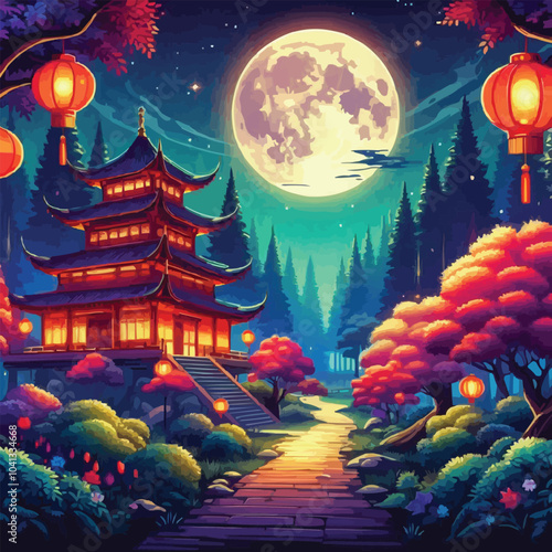 japanese garden at night