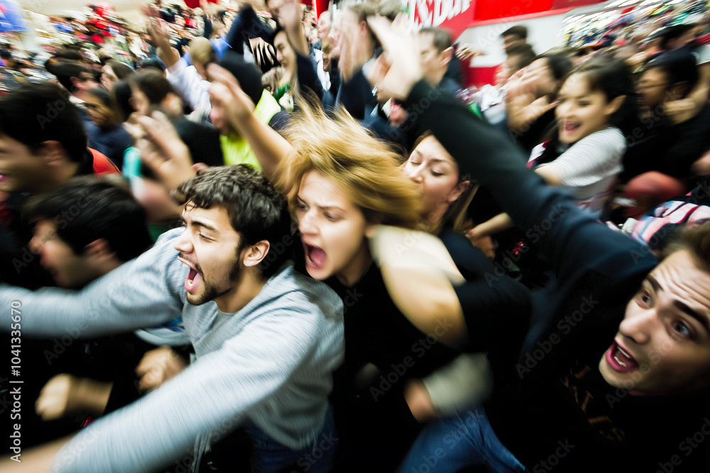 Customers in the Store on sale are in a hurry to buy gifts. Christmas and New Year sales, 11.11, Black Monday, Black Friday Customers in the Store on sale are in a hurry to buy gifts. Christmas and New Year sales, 11.11, Black Monday, Black Friday