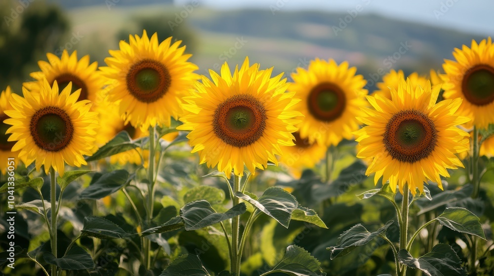 Sunflower Field with Heads Facing the Sun Sunflower Field with Heads Facing the Sun