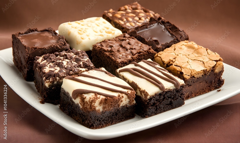 a collection of brownie varieties on a platter, Generative AI a collection of brownie varieties on a platter, Generative AI