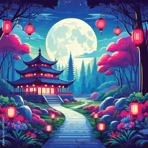 japanese garden at night