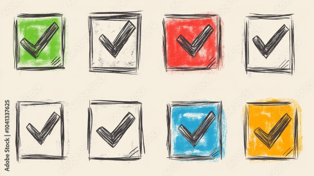 Colorful Checkmarks Illustration Colorful Checkmarks Illustration