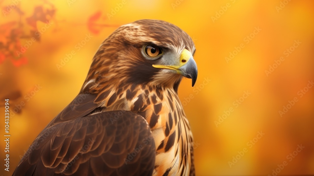 Hawk Portrait with Autumn Background Hawk Portrait with Autumn Background